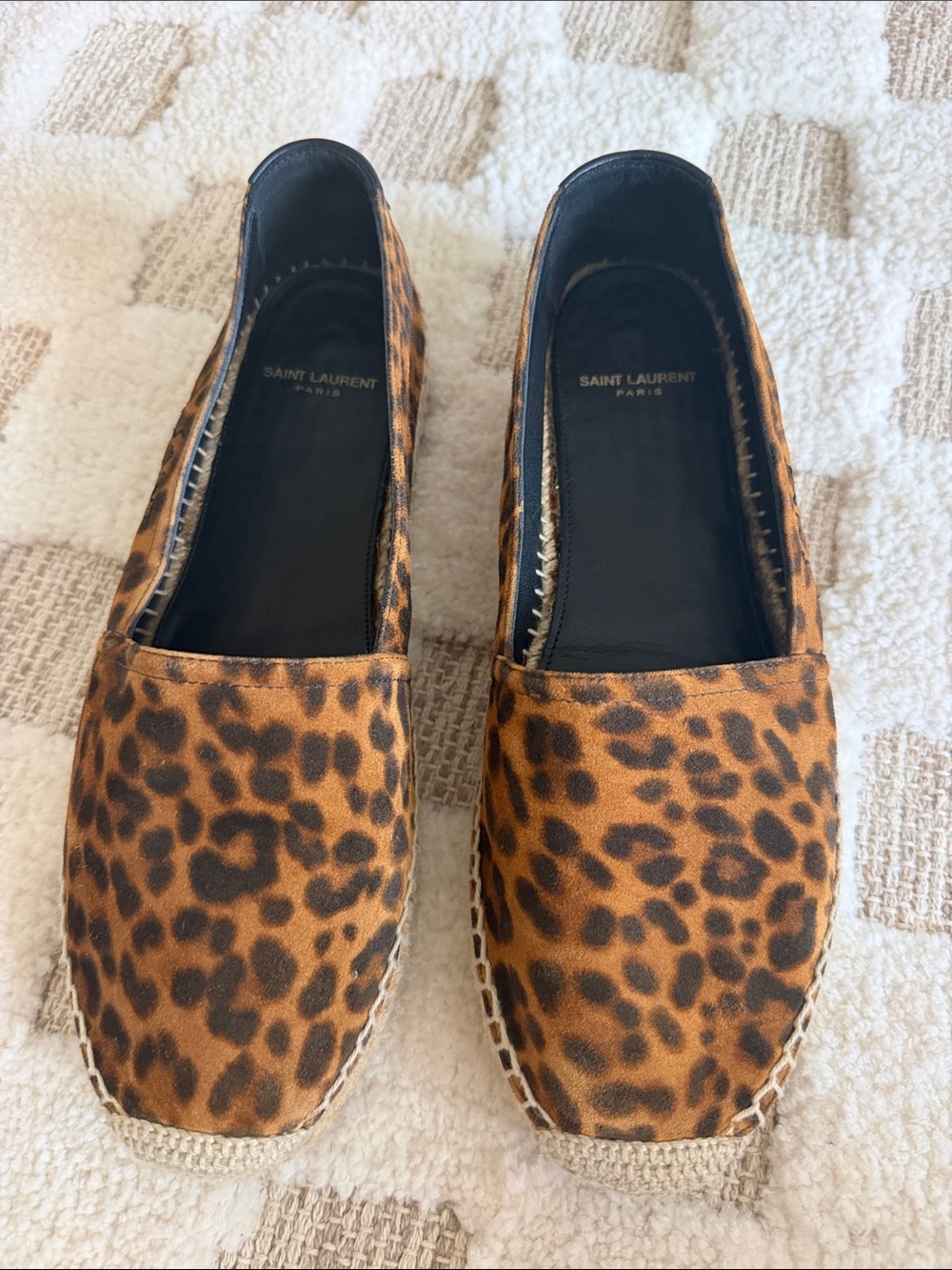 Saint Laurent Leopard Espadrilles in Brown and Black